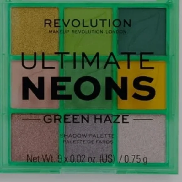 Revolution Ultimate Neons Green Haze Eyeshadows 9 X .02 Oz/.75 G NWOB