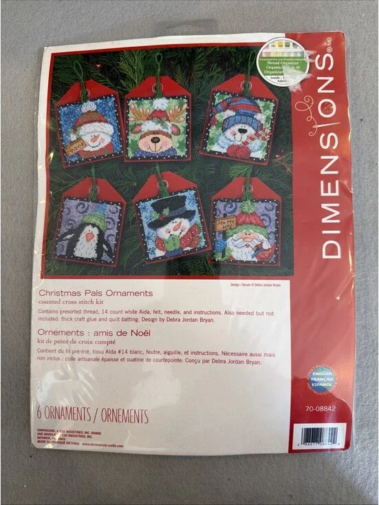Dimensions Counted Cross Stitch Christmas Pals Ornaments Set Of 6 New