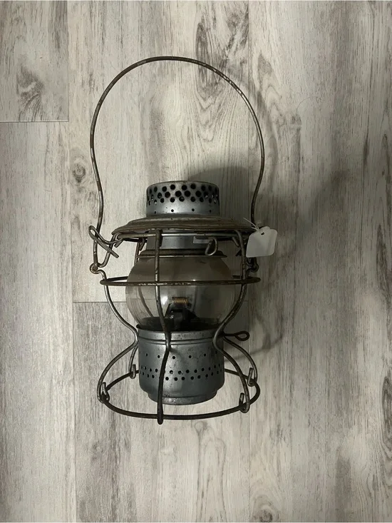 Vintage-Style Gray Metal Lantern - Rustic Home Accent