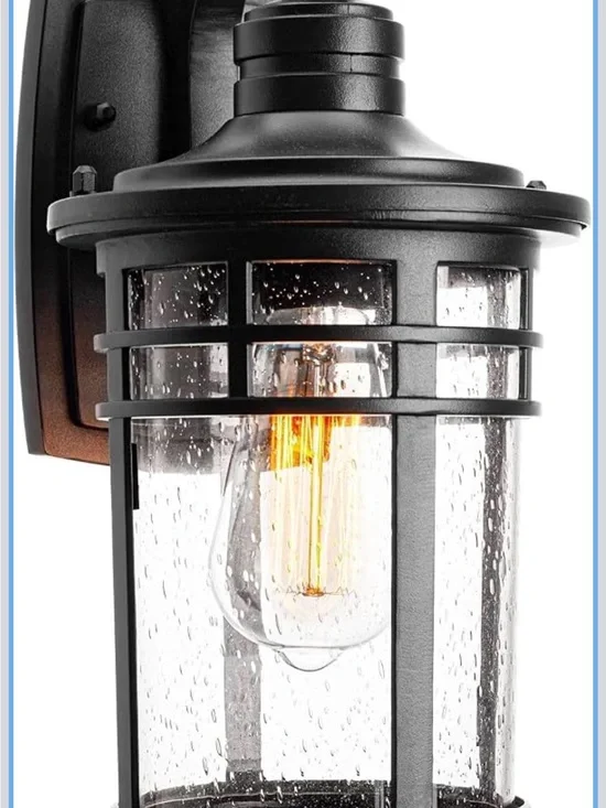 Darkaway Outdoor Porch Light - Waterproof Wall Mount Sconce (Black) - New in Box