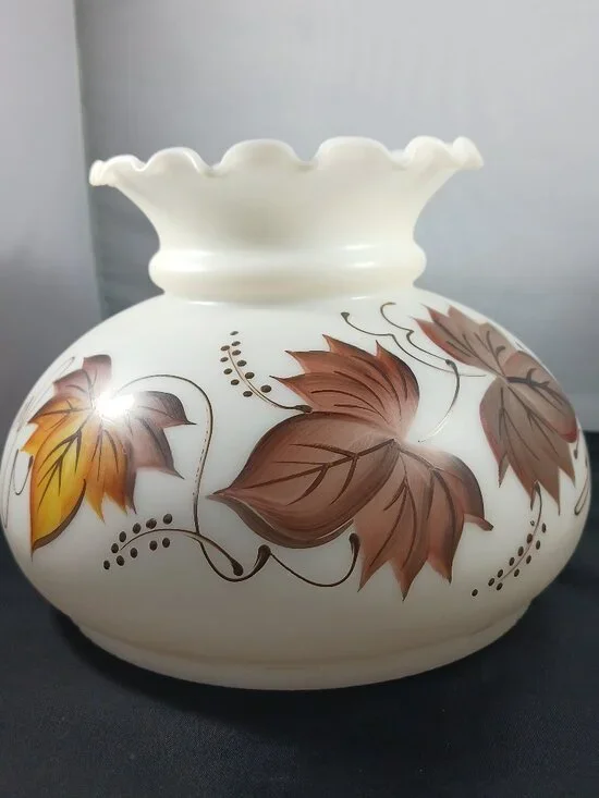 Hurricane Lamp Shades Fall Foliage Brown Leaf Design