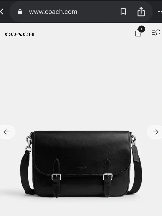 Coach Black Hitch Leather Messenger Bag with Silver-Tone Hardware