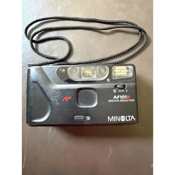 Minolta AF101R 35mm Film Camera Point and Shoot Red-Eye Reduction Black Vintage