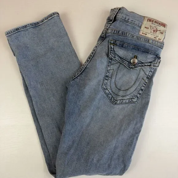 True Religion Ricky Relaxed Straight Jeans Men’s 34w 33x Light Wash Blue
