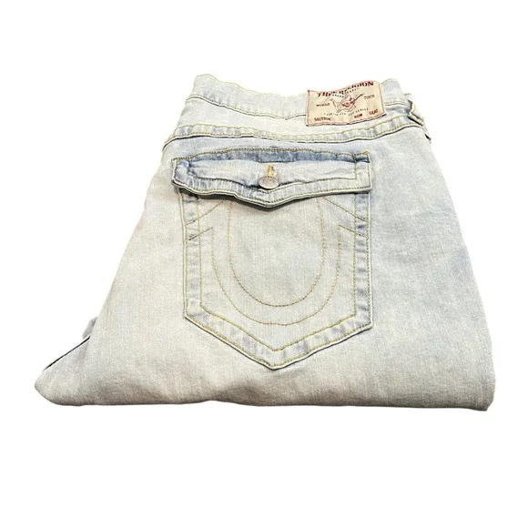 True‎ Religion Geno Relaxed Slim Mens 42 Light Blue Flap Pocket Denim Jeans