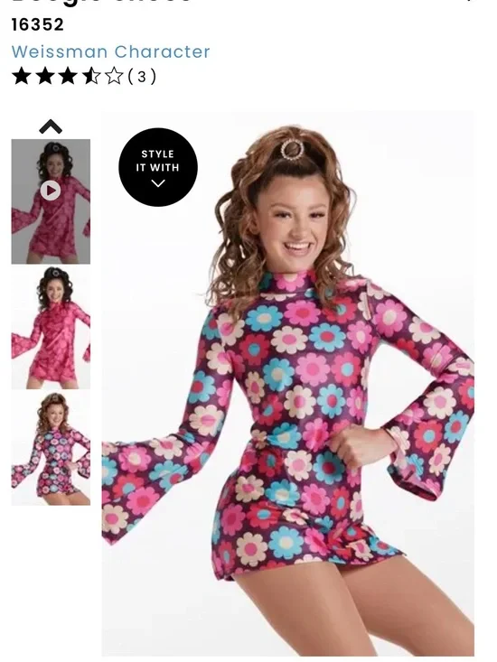 Weissman Pink Blue Purple Floral Mod Dance Costume