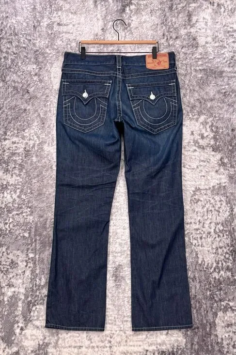 New True Religion Jeans 33 x 33 Mens Ricky Flap Pocket Relaxed Straight Fit