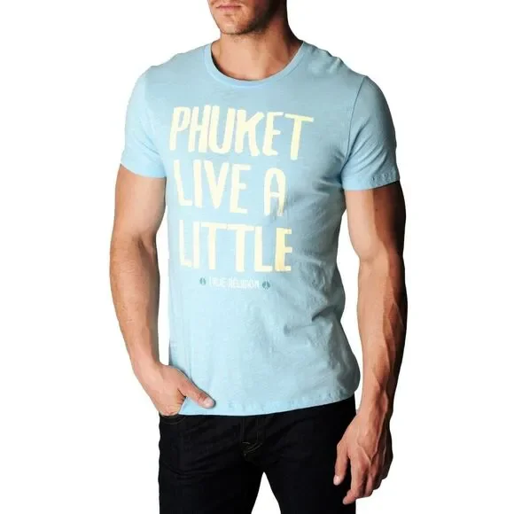 True Religion Jeans Men's Phuket Crew Neck T-shirt Pool Blue Sz L