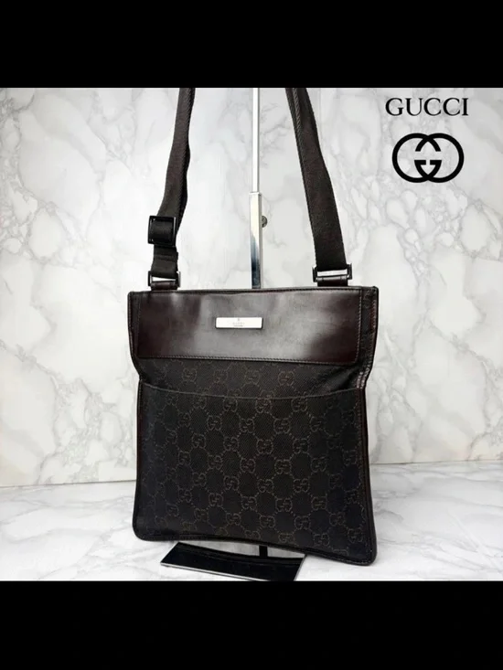 Gucci Dark Brown GG Canvas Messenger Bag