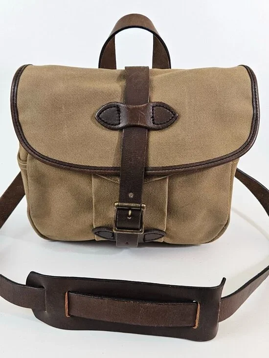 Filson Small Rugged Twill Field Bag, Tan Canvas, Made in USA | MSRP $465