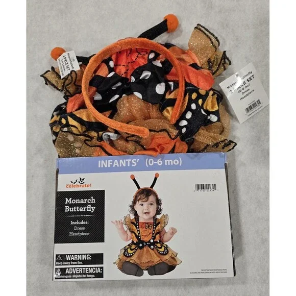 NEW! Monarch Butterfly Infant 0 - 6 Months Dress Up Halloween Costume