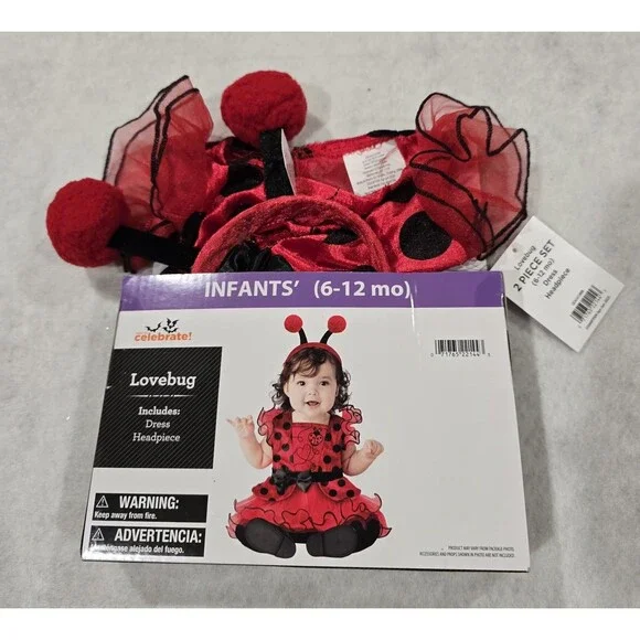 NEW Baby Girl Halloween Costume Lovebug Size 6-12 Months-  Lady Bug - Dress Up