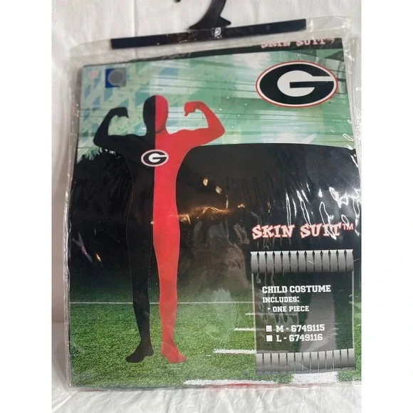 University of Georgia Bulldogs Skin Suit Child Costume Red Black G Logo