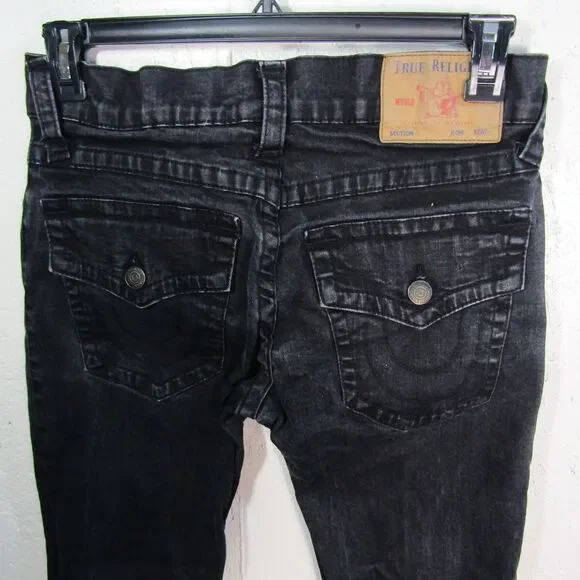 True Religion Ricky Relaxed Straight Jeans Men's Size 30 Black Washed Denim