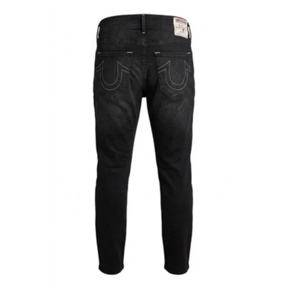 True Religion Jeans Mens 36x34 Black Rocco Relaxed Skinny Charcoal Wash Stretch