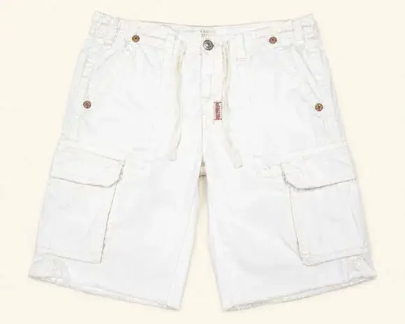 True Religion White Cargo Shorts Size 33 Y2K Utility Skater Streetwear