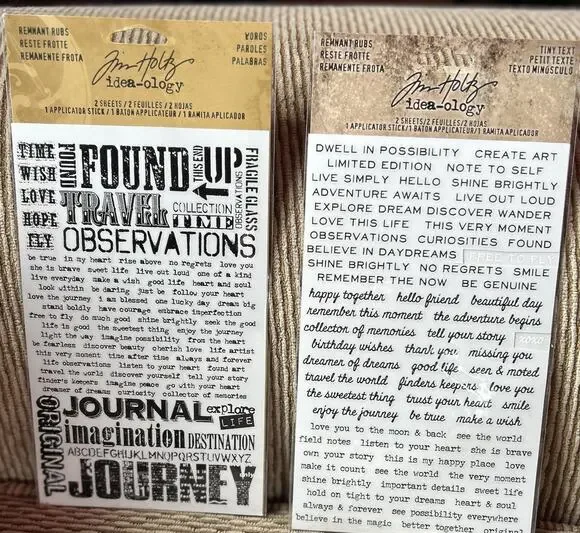 Tim Holtz Idea-Ology REMNANT RUBS* Words* Tiny Text * 2018 Vintage Retired