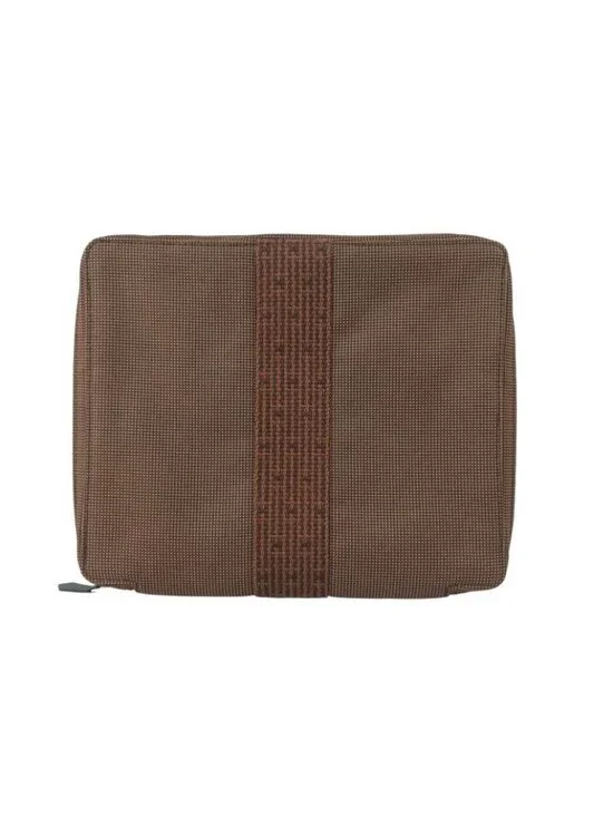 Hermes Clutch Her Line Multi Case Brown Canvas Zip Around