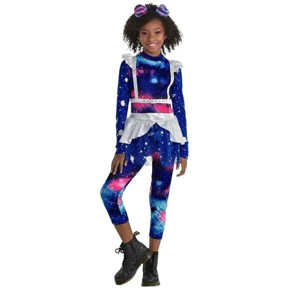 Galaxy Girl Futuristic Space Youth Girls Large‎ 12/14 Halloween Costume in Blue