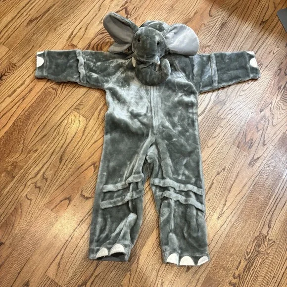 Elephant Costume Plush Gray Hooded Jumpsuit Child Size 44
