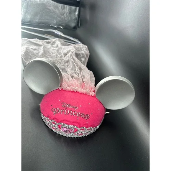 Disney princess‎ mouse ears tiara pink silver hat With veil