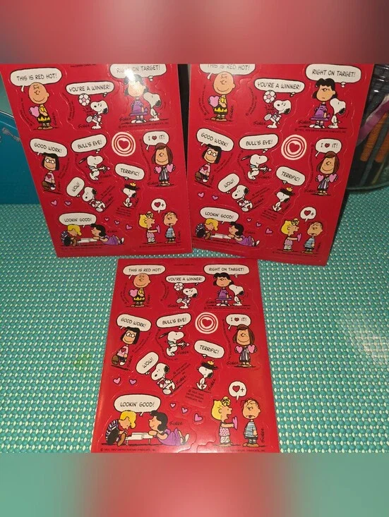 Vintage Peanuts Hallmark Valentines Sticker Sheets
