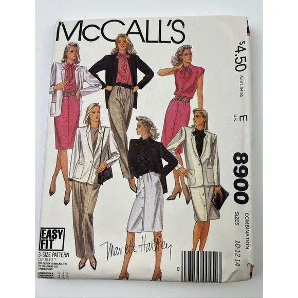 8900 Vintage McCall's SEWING Pattern Misses 1984 Jacket Blouse Skirt Pants