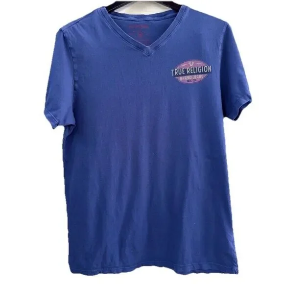 True Religion T‎ Shirt Vintage World Tour  Size M Blue Red Yk2