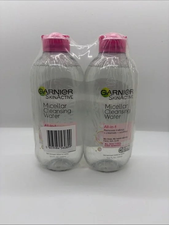 Garnier SkinActive Micellar Cleansing Water with Pink Caps (2 Pack)