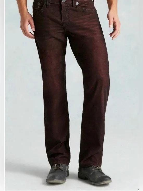 True Religion Men's Corduroy Pants in Deep Burgundy