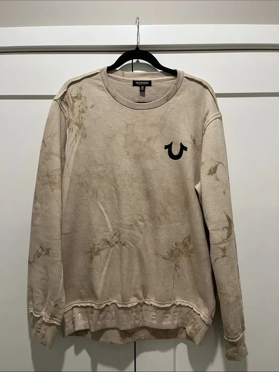 True Religion Neutral Beige Crewneck Sweatshirt