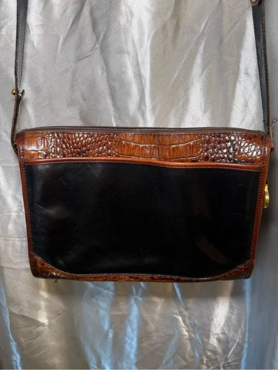 Vintage Brahmin Two Tone Mixed Media Crossbody Bag Purse