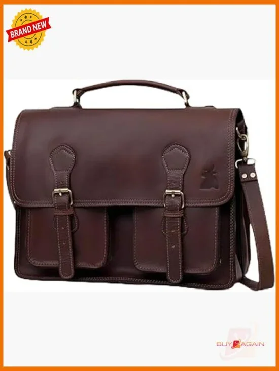Vintage Leather Messenger Bag, Handmade Laptop Briefcase Shoulder Bag for Men