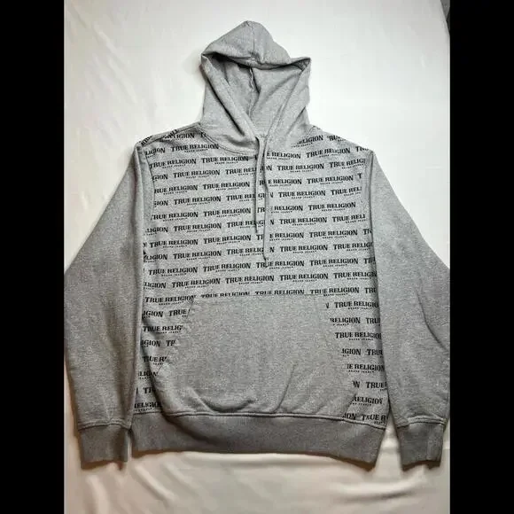 True Religion‎ Mens Loungewear All Over Print Pullover Hoodie Sz Medium