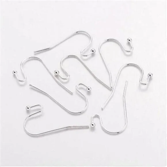 925 Sterling Silver Plated Minimalist Open Loop Earring Hooks Findings 10 pcs