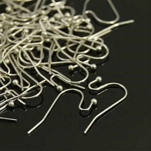 Platinum Silver Plated Minimalist Open Loop Earring Hooks Findings 10 pcs
