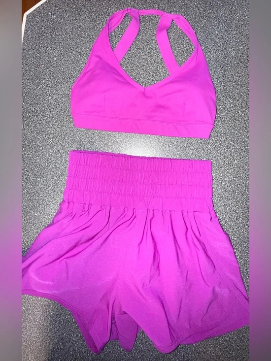 Jo & Jax Dance Set Top and Skirt-Shorts Set in Bright Fuchsia Size Adult Small