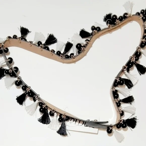 Kate Spade Saffiano Tassel Belt- Black, White M