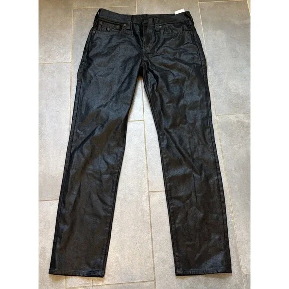 True Religion Men's Geno Coated Relaxed Slim Jeans 33X33