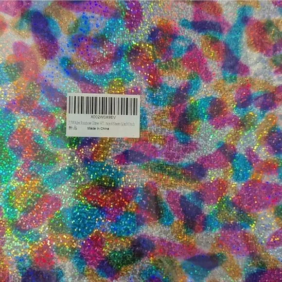 💎2/25 Holographic Rainbow Glitter Heat Transfer Vinyl 12x10 In - 6 Sheets Total