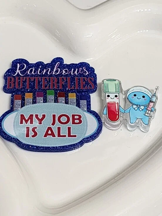 Phlebotemist Flatback Focal Bead‎ Rainbows Butterflies Badge Flats Crafts Magnet