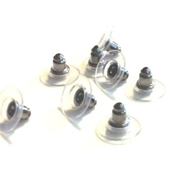 10 Large Gunmetal Black Brass Comfort Clutch Earnuts Earring Backs Findings