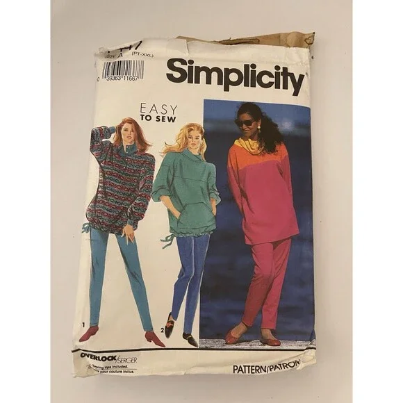 Simplicity Sewing Pattern 7447 Easy Petite Misses Tunic Top Pant Size PT-2XL Cut