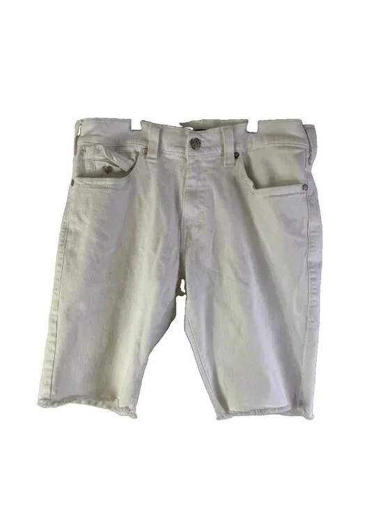 True Religion Ricky Relaxed Straight Shorts White