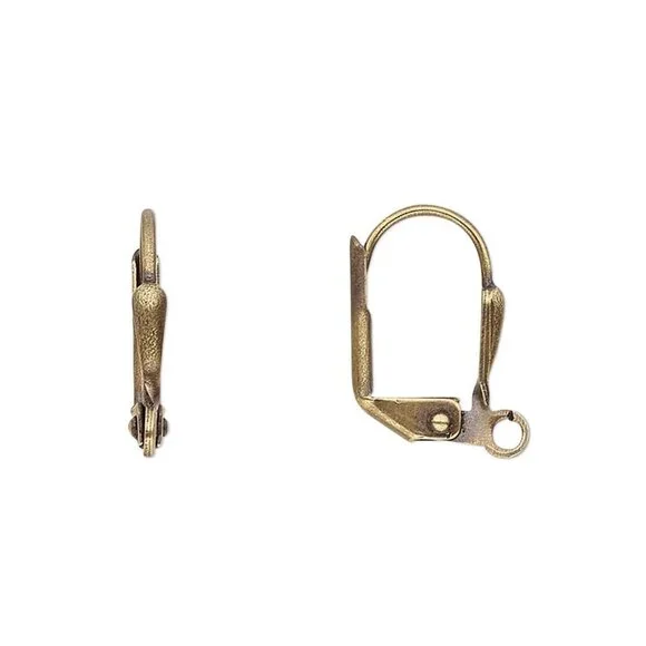 10 Antiqued Brass Steampunk Leverback Shield Earwires Earring Hooks Findings