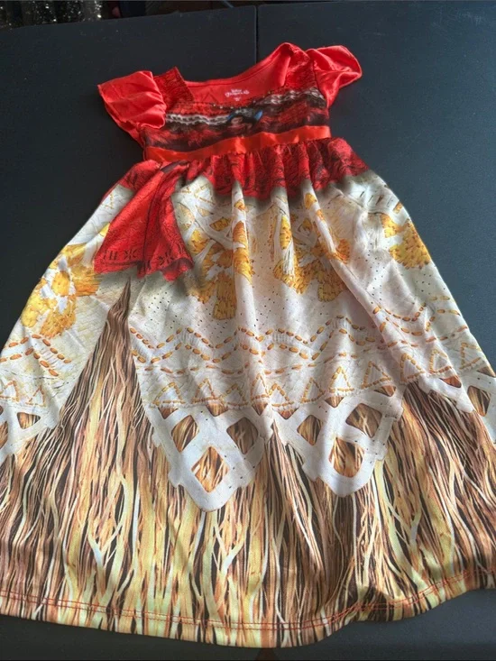 Disney Red and Gold Moana-Inspired Girls Costume Dress