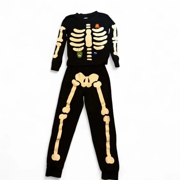 Gymboree Glow In The Dark Skeleton Monster Pajamas Size 7
