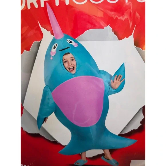MorphCostumes Kids Giant Narwhal Inflatable Costume‎ One Size Dress Up Fish NEW