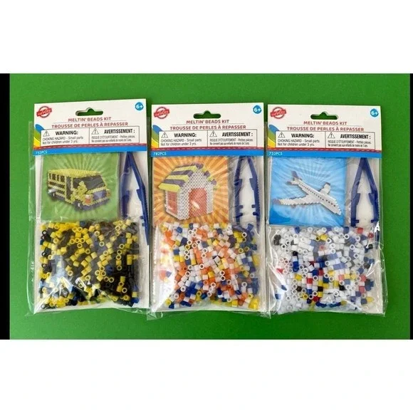 Curiosity Meltin' Beads Kit Lot 3 Bus Doghouse Airplane Craft Fuse Beads NIP