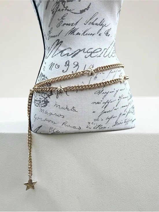Free People Star Shine Chain Belt, OS In ‘Gold Rush’